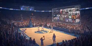 Hybrid NCAA tournament model blending physical and virtual fan engagement