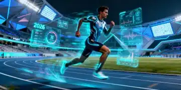 Athlete in futuristic tech wear demonstrating enhanced sports performance in 2026