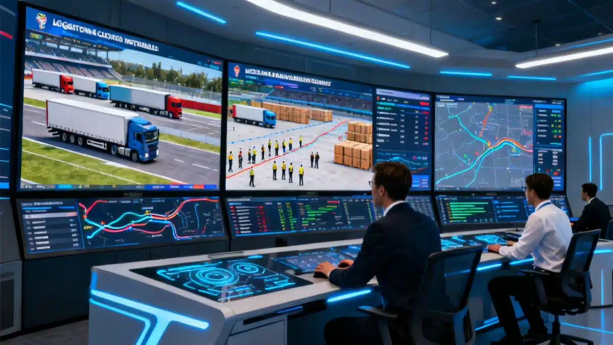 Logistics control center monitoring sports event operations