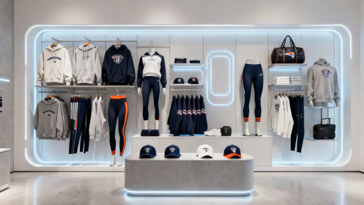 Modern fan merchandise integrated into everyday sports fashion.