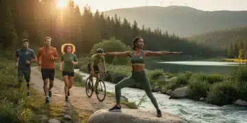 Athletes in eco-friendly fitness apparel