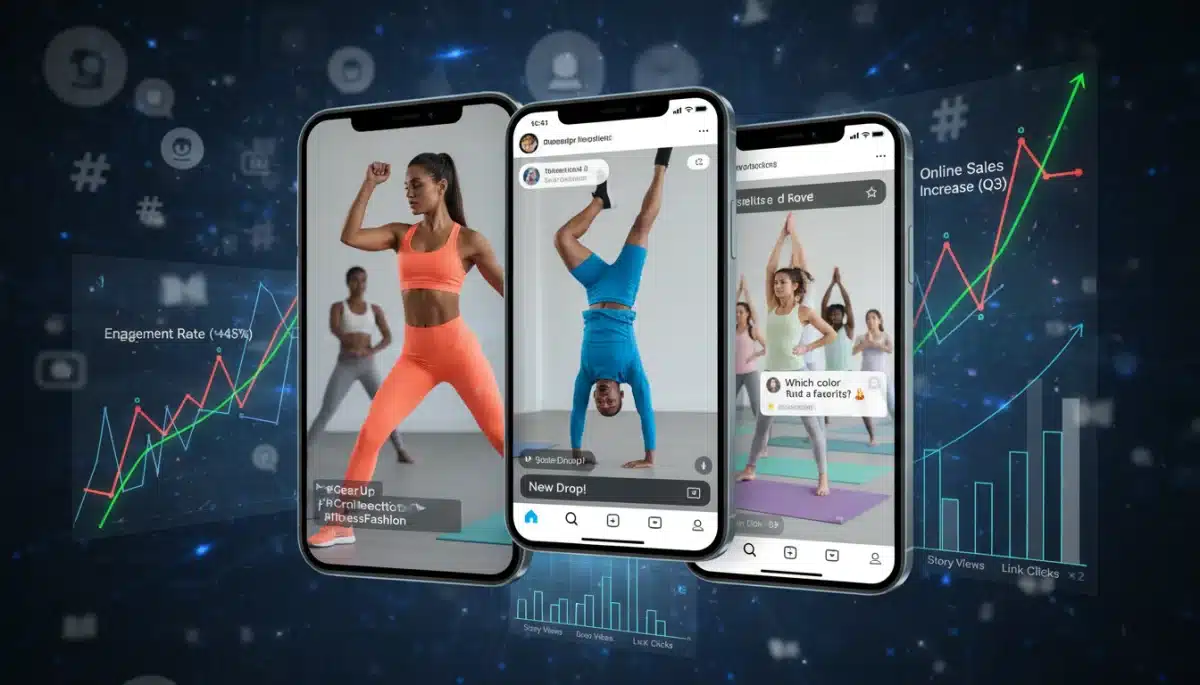 Fitness influencers on social media promoting athletic wear, illustrating the power of digital marketing.
