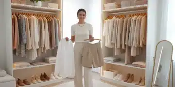 Woman organizing her minimalist chic Shein wardrobe for 2026