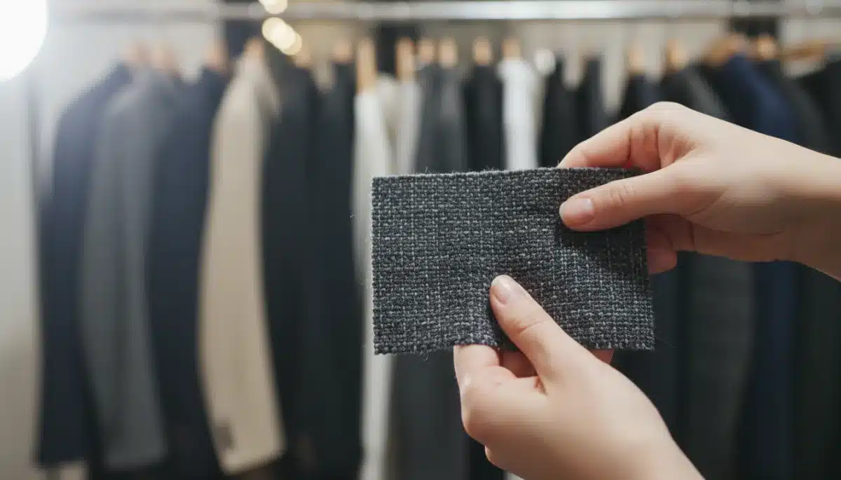 Hands examining fabric for quality