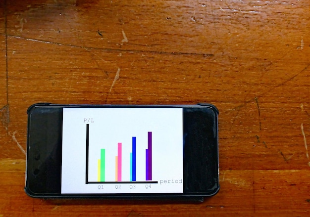 A screenshot of a budgeting app interface on a smartphone, showing colorful charts and graphs illustrating income, expenses, and savings goals.