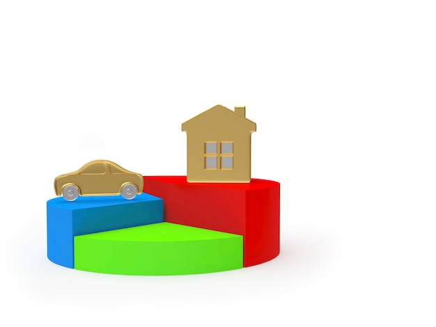 A pie chart showing different spending categories: housing, transportation, food, entertainment, savings, and debt repayment. The chart illustrates how a person's income is allocated across these categories.
