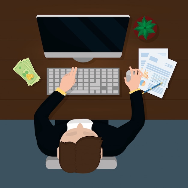 A person sitting at a desk, working on a budget spreadsheet on their laptop. Coins and dollar bills are neatly arranged on the desk to represent saving money. The atmosphere is calm and organized.