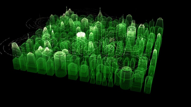 A graph showing the projected growth of the real estate market, overlaid with images of modern, sustainable buildings, representing future trends in the industry.