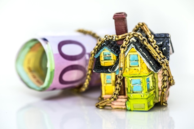 A split-screen image. On one side, a pile of depreciating cash, and on the other side, a flourishing garden with various assets like real estate, gold coins, and stock certificates.