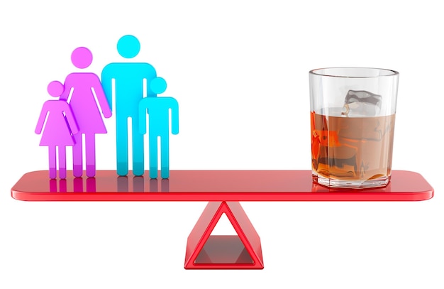 A set of scales balancing work life on one side and family life on the other.