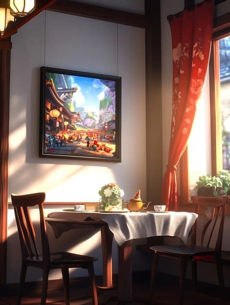 A shot of a modern living room setup with a large screen TV displaying a historical Chinese drama. Snacks and drinks are on a nearby table.