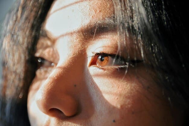A close-up shot of a woman with tears in her eyes, her expression reflecting deep sorrow and vulnerability. The lighting is soft and dramatic, emphasizing the sadness and emotional intensity of the moment.