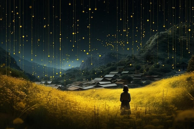 A scenic shot from 'A Tale of Thousand Stars', showing Tian and Phupha walking through a lush green landscape with mountains in the background. The image should capture the natural beauty of the setting and the growing bond between the two characters.