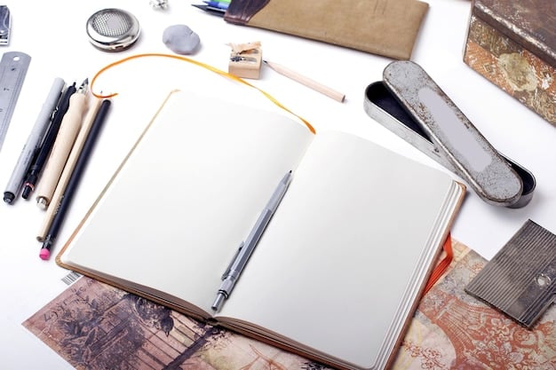 A close-up shot of a designer's sketchbook filled with detailed drawings and notes on set designs for a period film. The sketchbook includes fabric swatches, color palettes, and architectural details, showing the research and planning involved in production design.