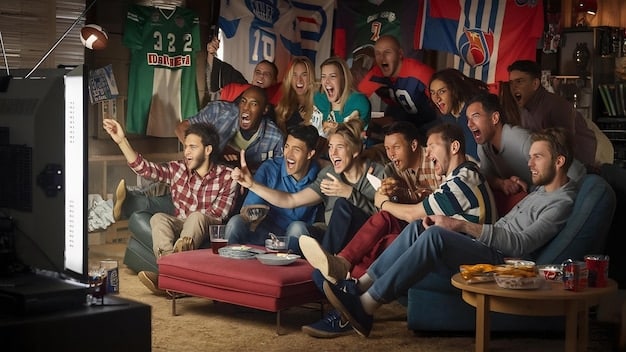 A group of fans watching an episode of 