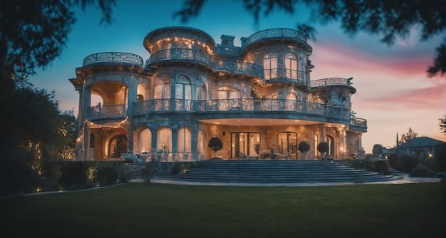 A panoramic view of a lavish estate in 'The Lost Heiress', showcasing the opulent setting and historical architecture.