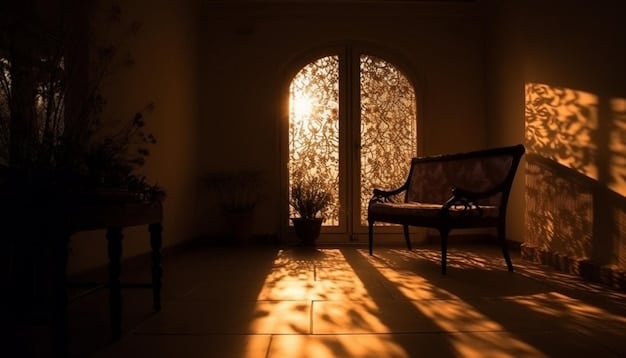 A scene from 'Sombras del Pasado' showing a lavishly decorated living room in a traditional Mexican hacienda, with characters dressed in elegant period costumes. The lighting is warm and inviting, creating a sense of opulence and nostalgia.