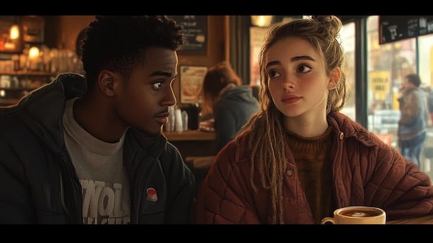 A scene from the film showing two characters in a quiet, intimate conversation. Focus is on their expressions and body language.