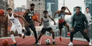 Athletes in modern sportswear, symbolizing increased endorsement deals and influence on fashion trends.