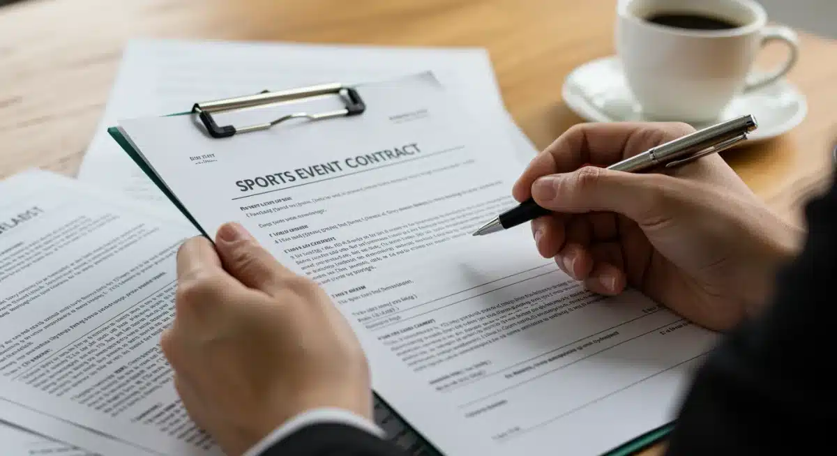 Highlighting a critical clause in a sports event contract document