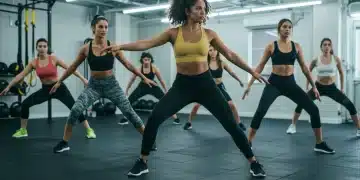 Diverse athletes exercising in well-fitted, modern fitness wear