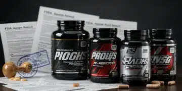 Variety of sports nutrition supplements with FDA approval documents