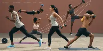Diverse individuals exercising outdoors in modern fitness apparel, symbolizing market growth
