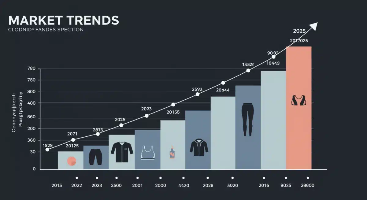 Graph showing projected 12% growth in fitness apparel consumer spending by 2025