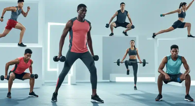 Athletes in modern fitness wear balancing breathability and compression
