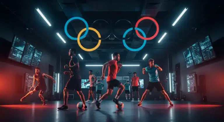 Athletes training in a high-tech facility, symbolizing innovation at 2025 Olympic Trials.