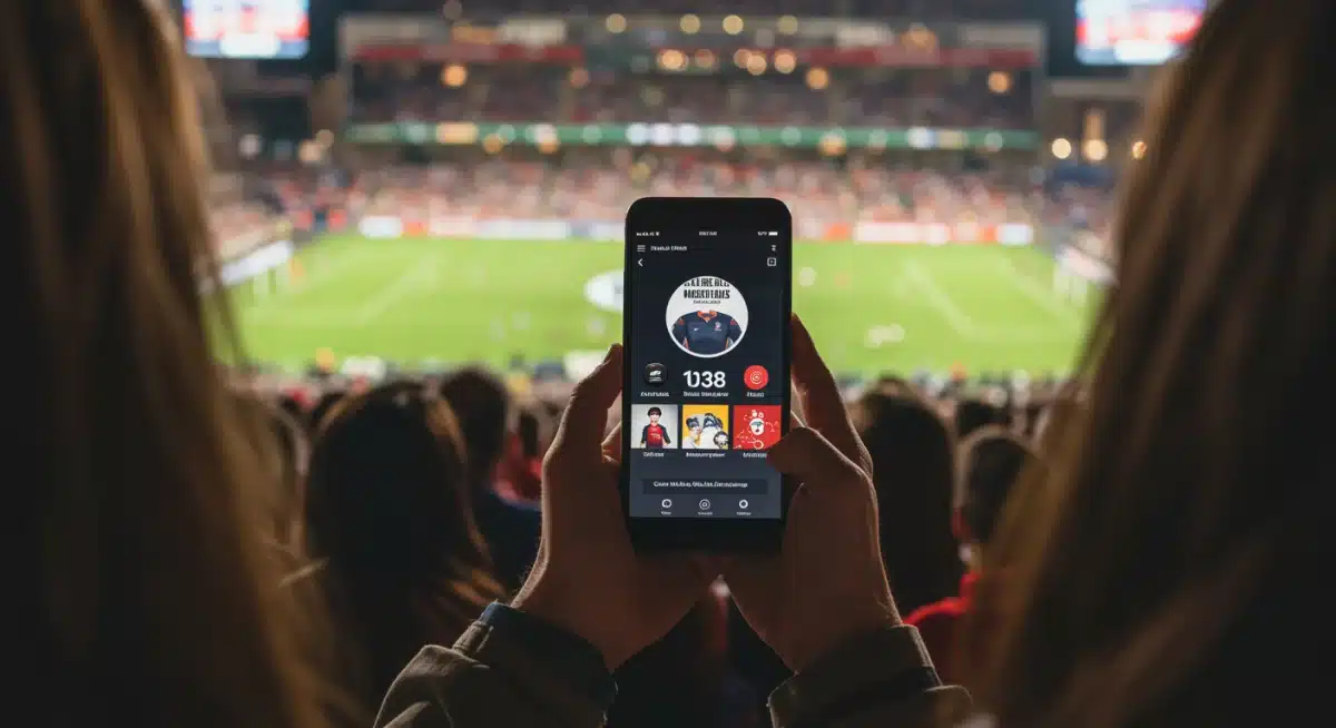 Mobile app showing personalized content for a sports fan at an event.