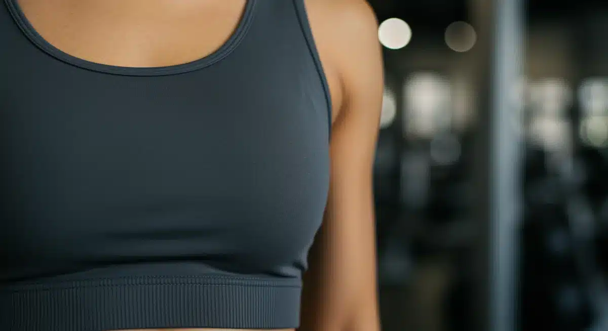 Close-up of a perfectly preserved fitness top after multiple washes