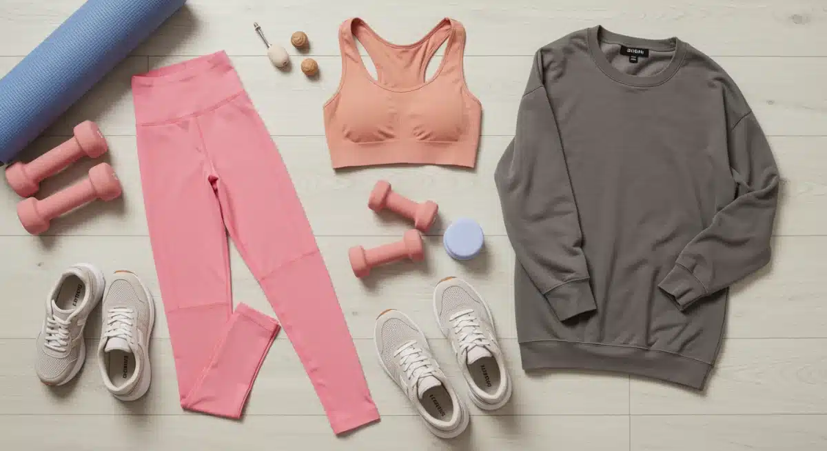 Flat lay of diverse Shein athleisure collection for daily wear