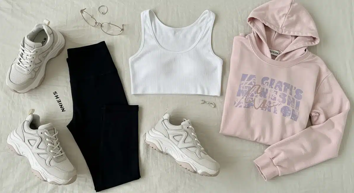 Flat lay of Shein athleisure essentials