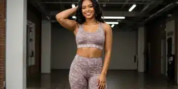 Woman in perfectly fitted Shein athleisure wear smiling confidently