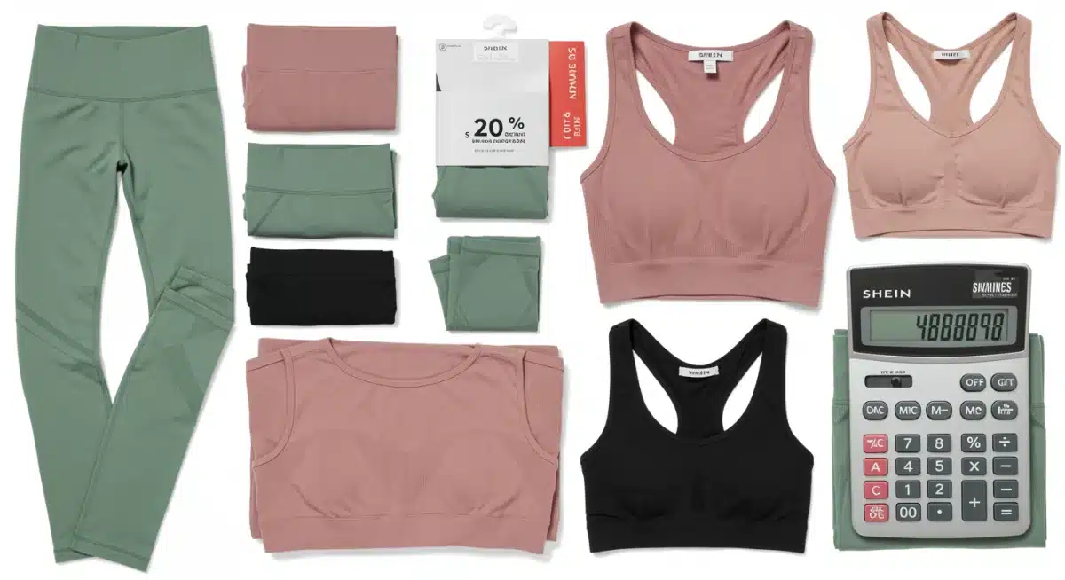 Shein athleisure wear flat lay with savings calculation