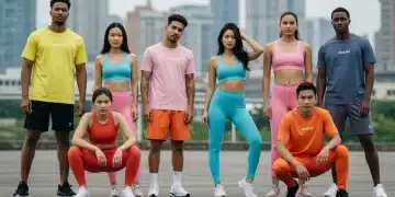 Diverse individuals wearing Shein athleisure in urban setting