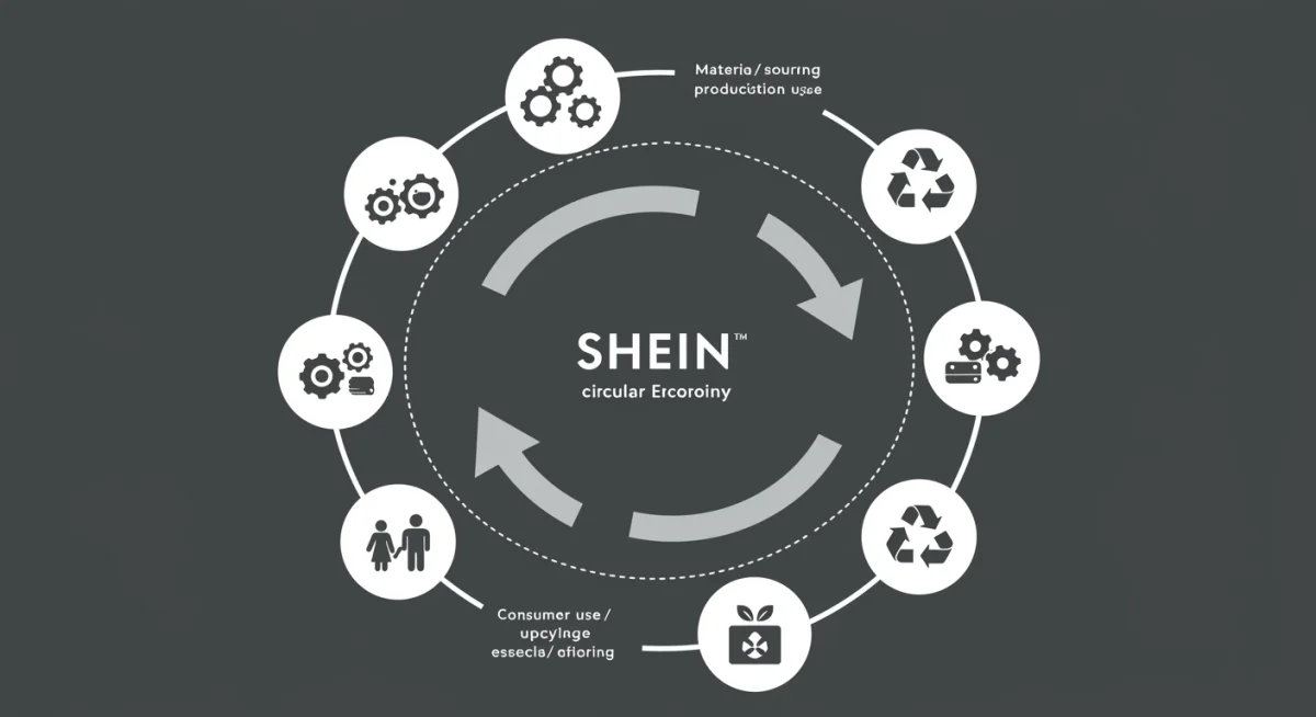 Infographic showing Shein's circular economy initiatives and waste management