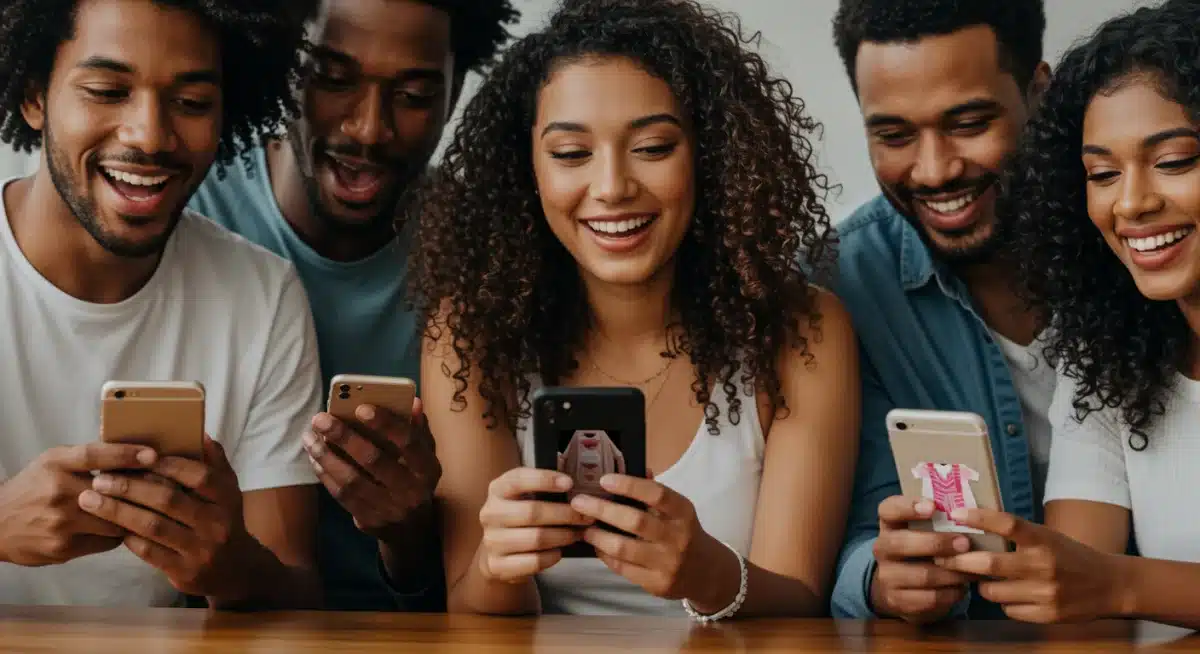 Young adults browsing Shein's new collection on mobile devices