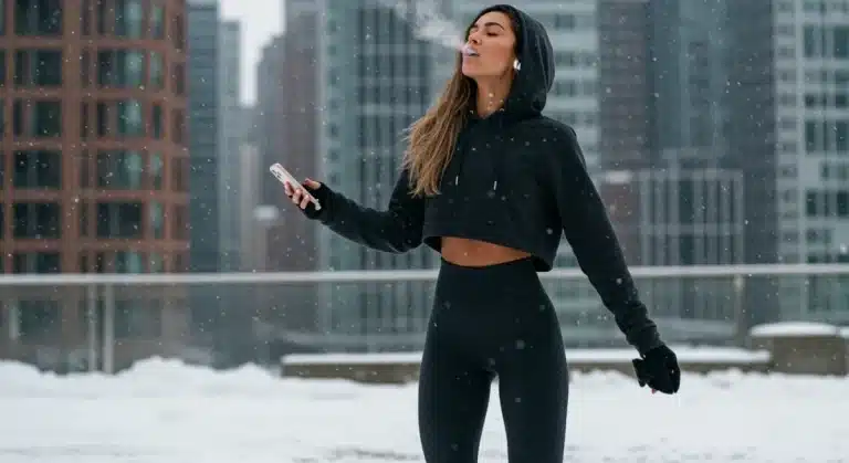 Woman in Shein Winter 2025 athleisure set in US city