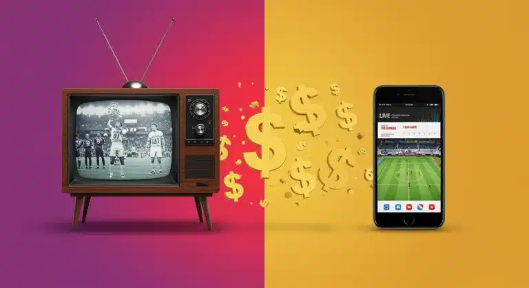 Traditional TV and streaming devices illustrating the shift in sports broadcast rights