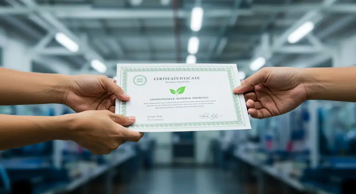 Certificate of sustainable material sourcing exchange