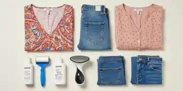 Arrangement of Shein clothing with care products for extended longevity