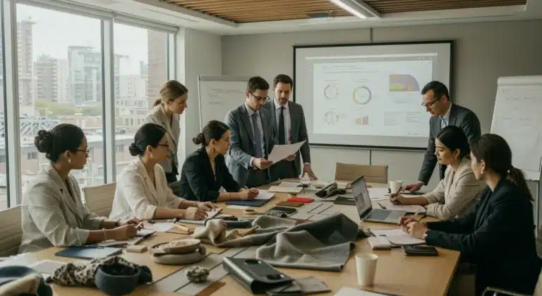 Fashion industry leaders discussing new sustainable federal regulations for 2025