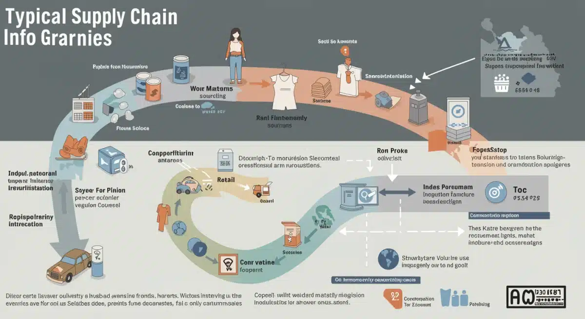 Infographic illustrating sustainable fashion supply chain and regulatory impact