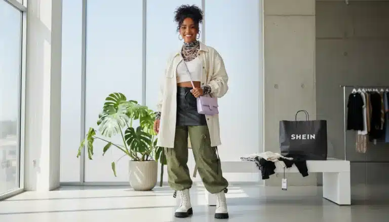 Stylish woman showcasing versatile outfit from Shein haul