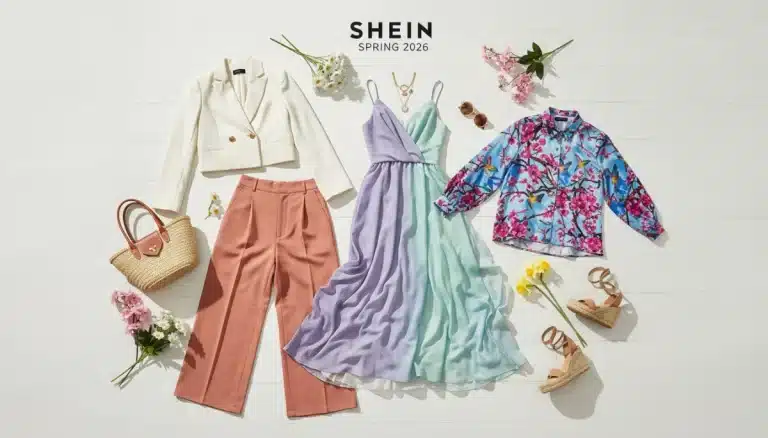 Four essential pieces from Shein's Spring 2026 fashion collection, showcasing trendy and affordable styles.