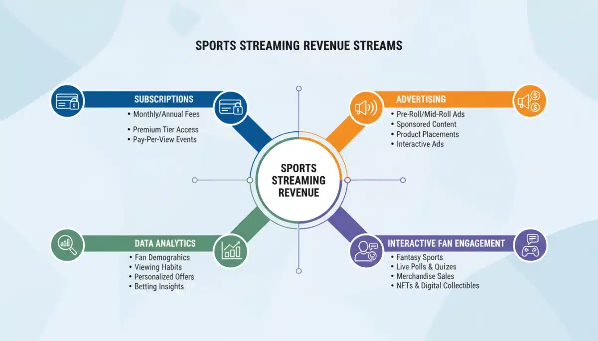 Infographic detailing diverse revenue streams from sports streaming deals